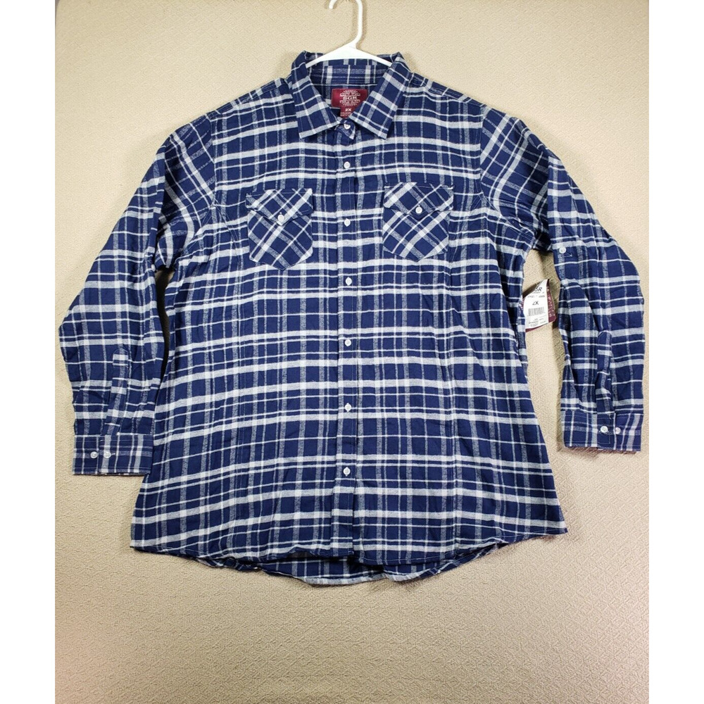SGR Shirt Womens 2X Plus Plaid Button Up Long Sleeve Collared Cotton Blend